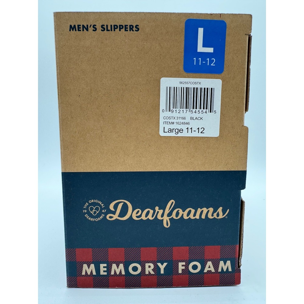 Dearfoams Men's Slippers Black Memory Foam Size 11-12 Slip On Comfort - Picture 7 of 7